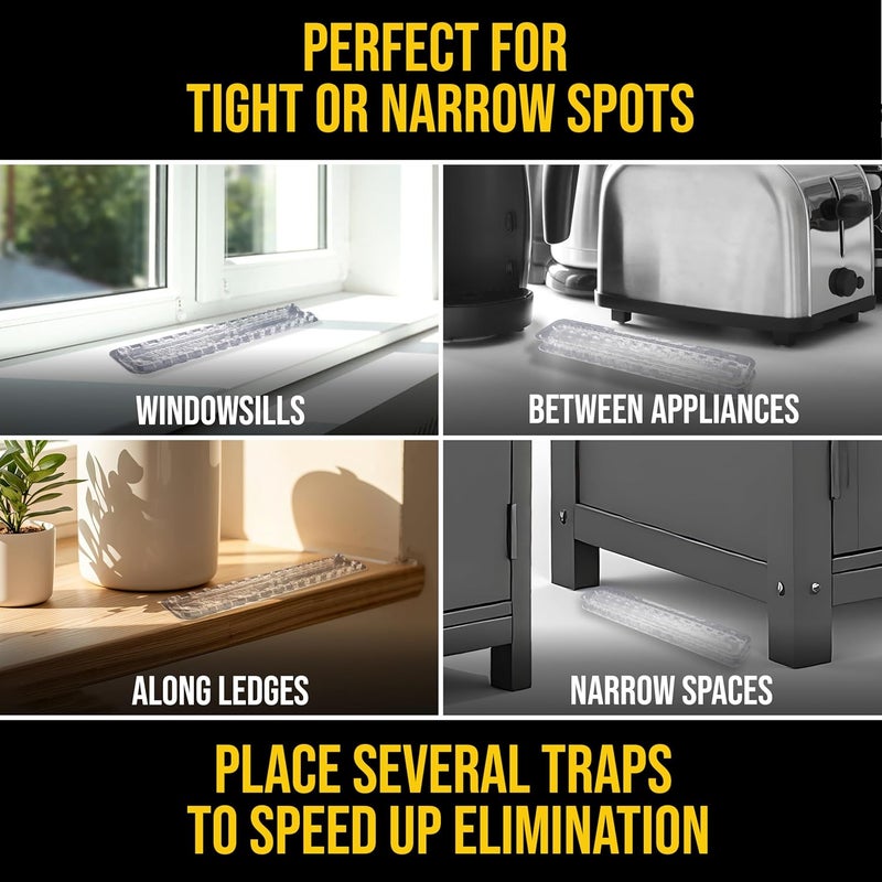 Catchmaster DEFIANT Extra Long Reusable Ant Traps Indoor (8 Pack) For Narrow Spaces – Liquid Ant Killer - Bait NOT Included - Stackable, Translucent Design – 28 Entry Points For Maximum Access - Image 4